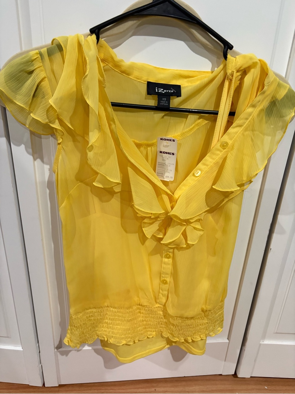 Yellow Ruffled Chiffon Blouse - Women's Top